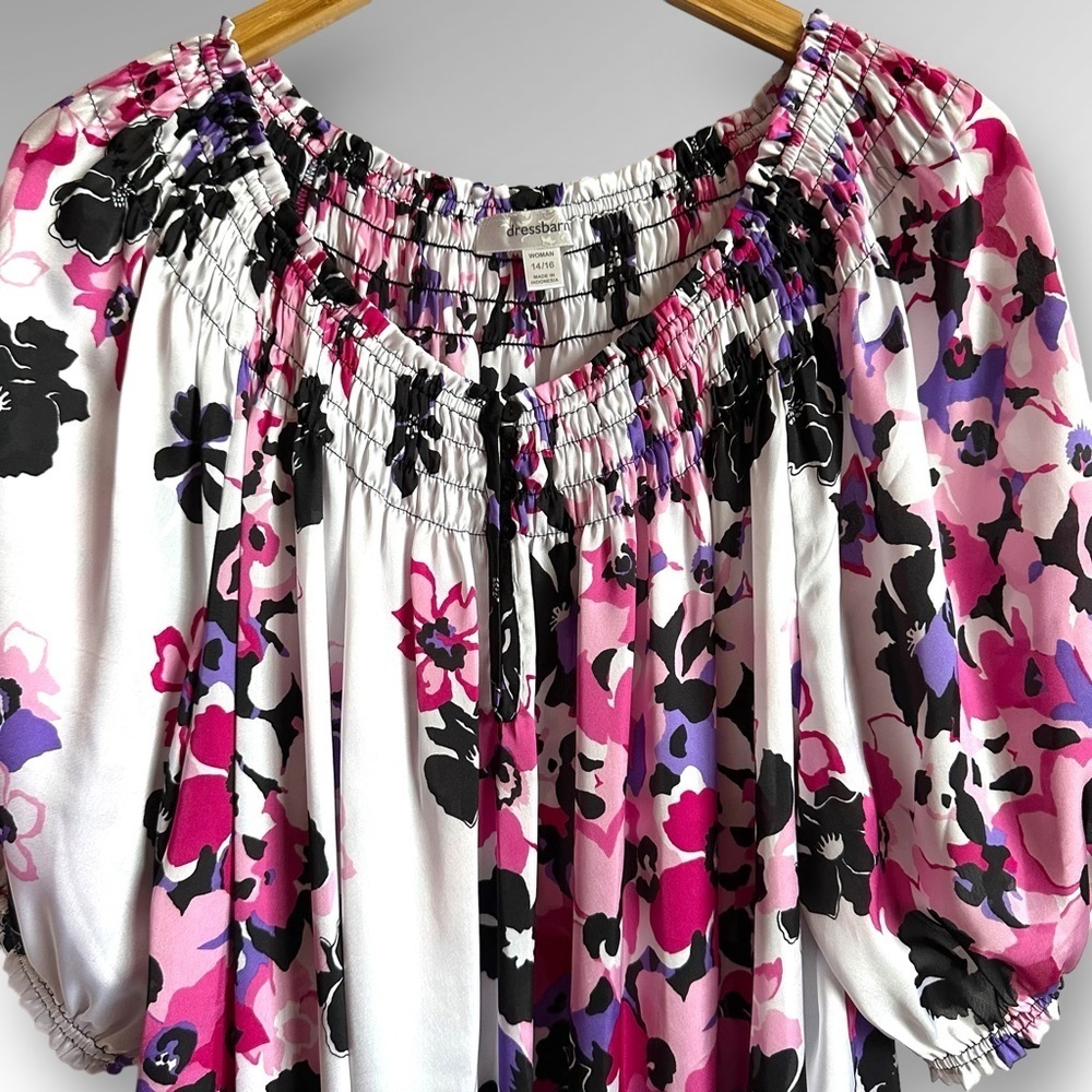 Dress Barn Blouse Floral Design Sz 14/16 - Picture 3 of 7